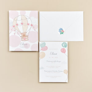 Invito Battesimo Orsetto in Mongolfiera