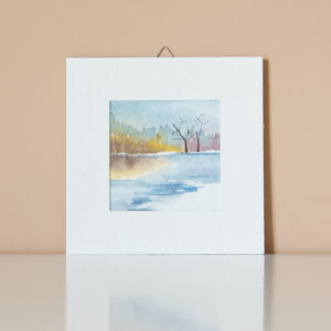 Quadretto Acquerello Bosco d'Inverno