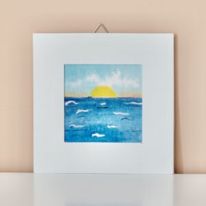 Quadretto Acquerello Tramonto sul Mare