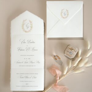 partecipazione in carta d'Amalfi f.to 15x15 ripiegata