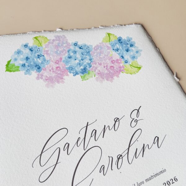 partecipazione con ortensie dipinte