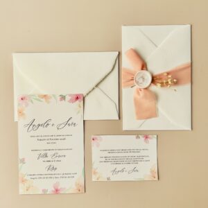 partecipazione floreale con busta in carta d'Amalfi